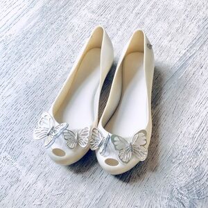 Melissa Butterfly Cream & Silver Shoes Little Girls 1